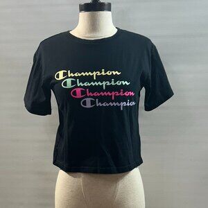 Champion Women's Heritage Black Multi Crop T-Shirt Size Medium